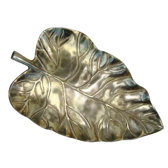 Large Brass Metal Leaf Decorative Tray/Dish Chairish