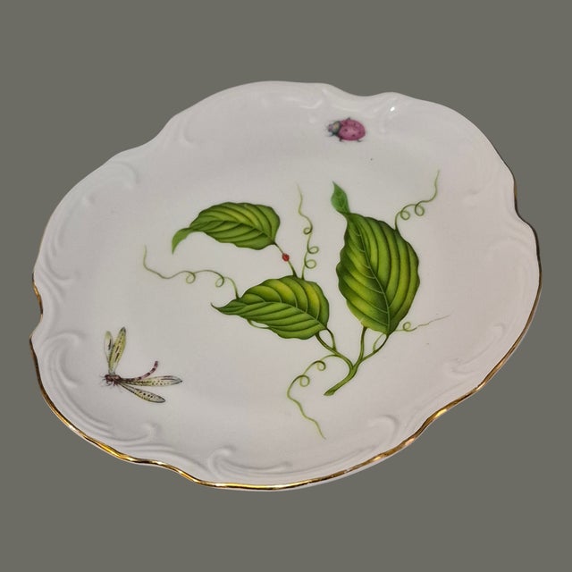 Vintage Dessert Plates Jardin Collection Godinger Ladybug Dragonfly Leaves - Set 4 For Sale - Image 4 of 9