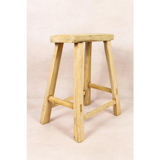 Vintage Rustic Stool in Elm For Sale - Image 5 of 5