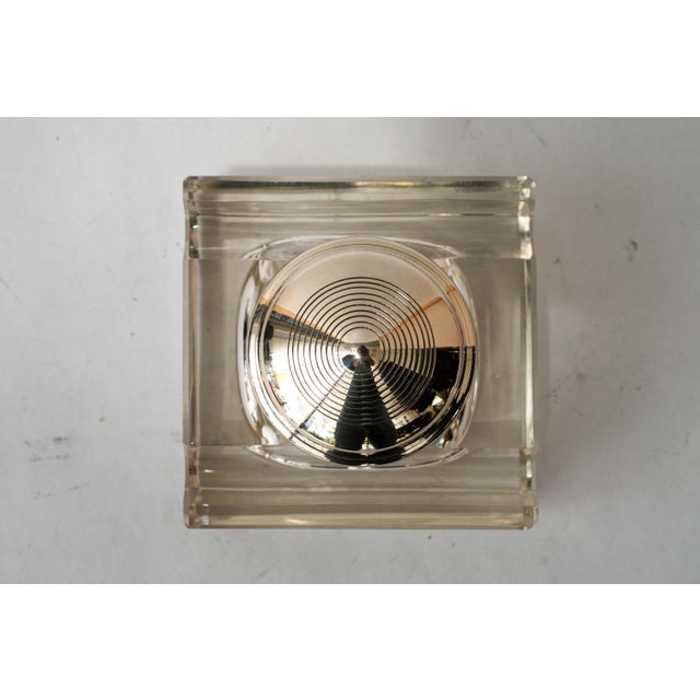 Art Deco Nickel-Plated Inkwell with Cut Glass and Brass, 1920s For Sale - Image 6 of 7