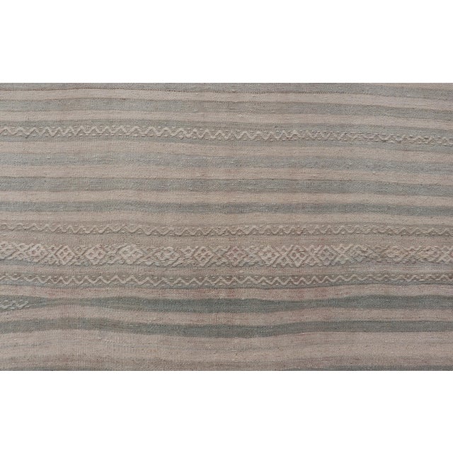 Traditional Vintage Turkish Kilim With Striped Flatweave Design in Soft Neutral Tones For Sale - Image 3 of 11