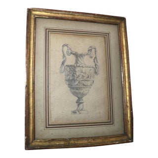 Antique Original 18th Century Figural Garniture Ornamental Urn Planter Drawing For Sale
