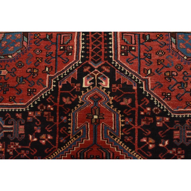 Blue Zanjan Rug 3’7” X 5′ Blue Wool Vintage Tribal Hand-Knotted Oriental Carpet For Sale - Image 8 of 12