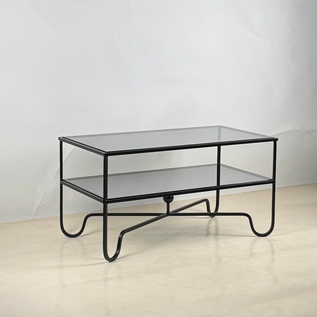 DESIGN FRERES Smoked Glass 'Entretoise' 2-Tier Cocktail Table by Design Frères For Sale - Image 4 of 10