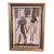 Vintage Framed Hand Painted Papyrus Egyptian Painting of Horus & Nefertiti ~ Signed, 1990s For Sale