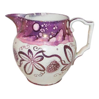 Early 20th Century Pink Lustre Milk Pitcher For Sale