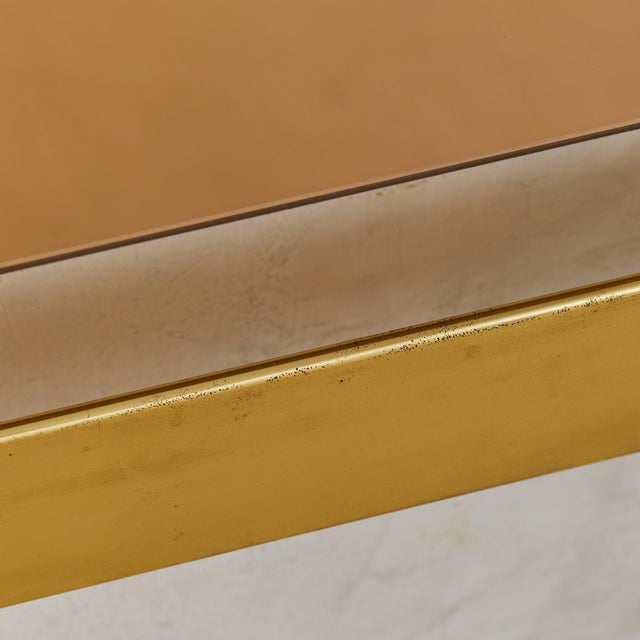 Italian Brass + Smoked Bronze Wall Mirror Attributed to Luciano Frigerio, 1970s For Sale - Image 9 of 11