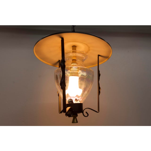 Lantern-Style Ceiling Light in Pearlescent Glass, 1960s For Sale - Image 4 of 12