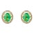 Art Deco Vibrant Green Emerald Halo Diamond Stud Earrings for Mom in 14k Gold- A Pair For Sale - Image 3 of 9
