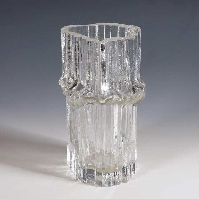 Transparent Vintage Art Glass Vase by Tapio Wirkkala for Iittala 1967 For Sale - Image 8 of 8