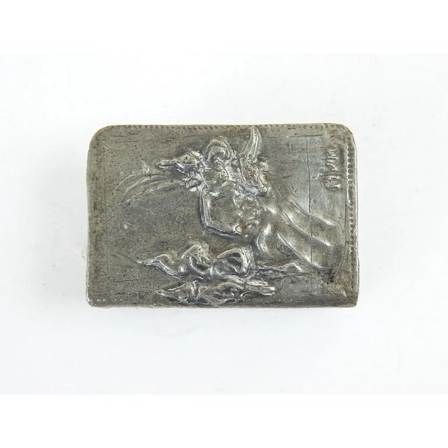 Early 20th Century Antique Handmade Pewter Matchbook Holder Mother Goose For Sale - Image 5 of 5