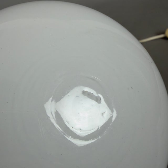 Space Age White Opal Glass Capsule Table Lamp with Red Wood Base, 1970s For Sale - Image 11 of 15