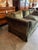 Mid 20th Century Vintage Moss Green Velvet Skirted 3-Seat Sofa For Sale - Image 5 of 7
