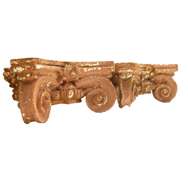Lovely, ornate terra cotta salvage pieces from an elegant 19th century home or office building. Together, they formed the...