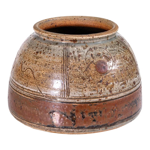 John Glick Modernist Stoneware Glazed Ceramic Planter Vessel Plum Tree Pottery For Sale