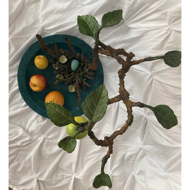 Metal Victor Cicansky, Canadian Sculptor Signed 2005 Metal Fruit Sculptor With Nest Eggs Foliage and Whimsy. A Great Representation of His High Works. For Sale - Image 7 of 11