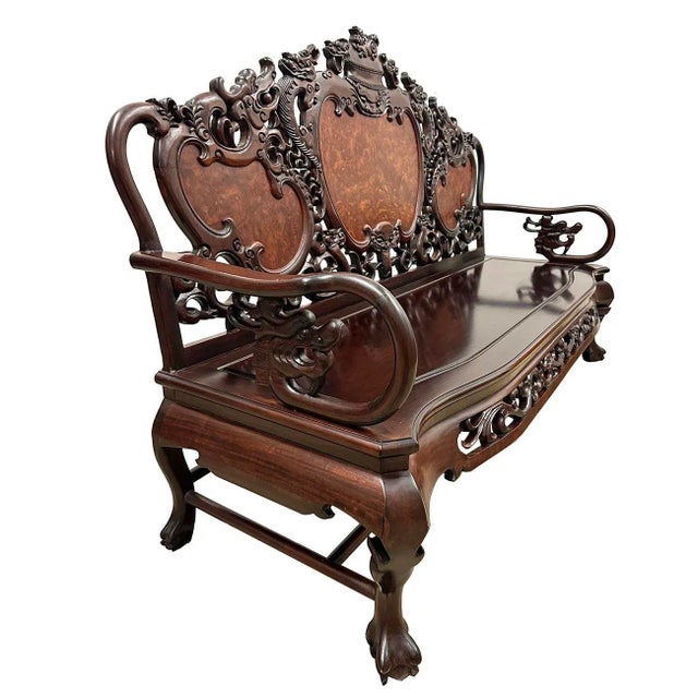 19世紀Carved Rosewood Settle Bench Gothic Carved Oak Box Settle C.1890 in Antique Benches
