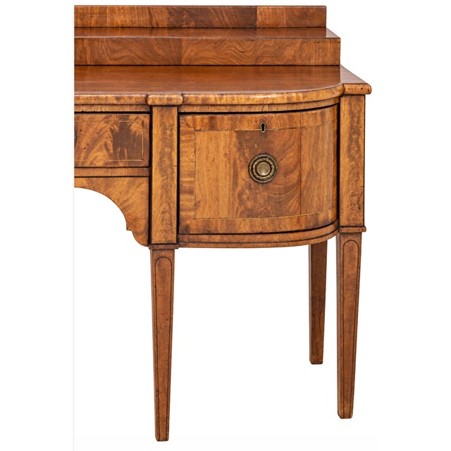 George III Figured Mahogany Bowfront Sideboard With Cellarette Drawers | England, Circa 1800 For Sale In New York - Image 6 of 10