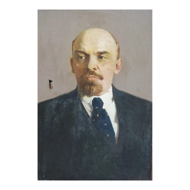 Lenin Portrait Oil Painting, Soviet Socialist Realism, Ukrainian Artist 150-100 For Sale