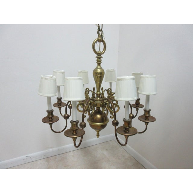 Vintage Brass Quality Williamsburg Federal Hanging Chandelier For Sale - Image 4 of 11