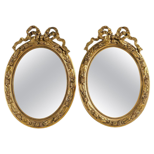 Louis XVI Style Wood and Gilded Stucco Mirrors, Set of 2
