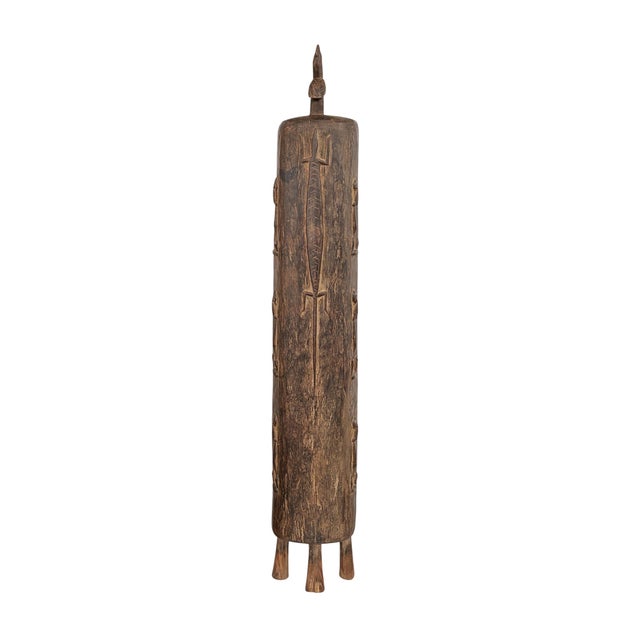 Superb and unique hand-carved wooden box from the Dogon tribe of Mali, featuring a triple-door design traditionally used...
