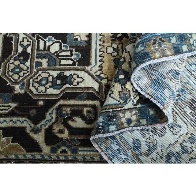 Textile 1970s Vintage Persian Handmade Wool Cotton Brown Area Rug For Sale - Image 7 of 11