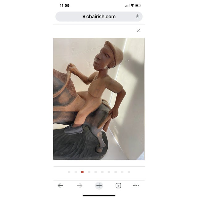 Black Folk Art Wood Jockey Man & Horse Sculpture For Sale - Image 8 of 11