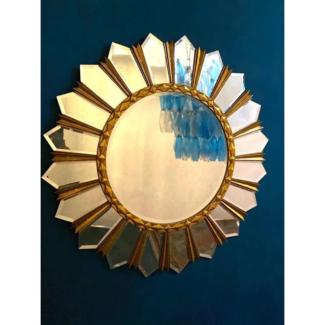 Large Mid-Century Italian Sunburst Mirror, 1960s For Sale - Image 3 of 11