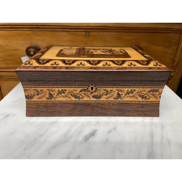 British Castle Scene Turnbridgeware Jewelry Box For Sale - Image 10 of 10
