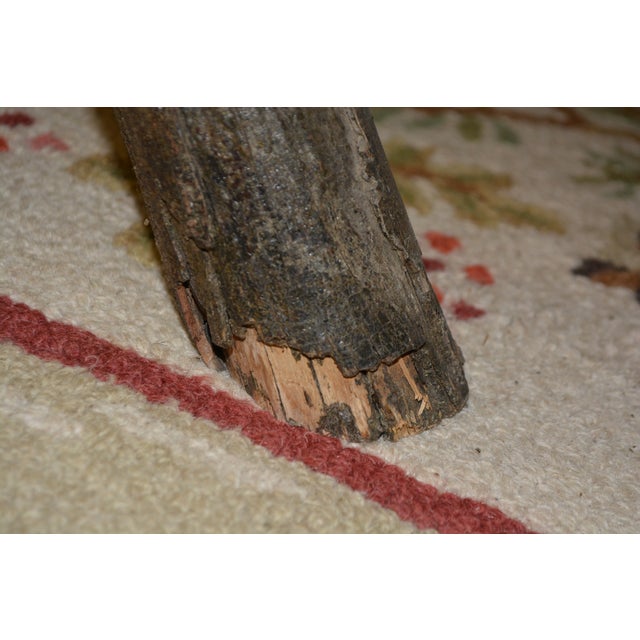 Chestnut 1980s Rustic Old Hickory Indiana Oak Wood / Log Bench Dining Seat For Sale - Image 8 of 16