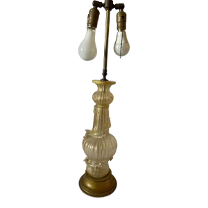 1940s Bubble Gold and Gold Leaf "Cordonato D'Oro" Murano Glass Lamp by Barovier & Toso