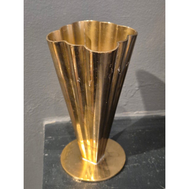 Vintage Scandinavian Brass Vase by Ystad Metall, 1950s For Sale - Image 3 of 9