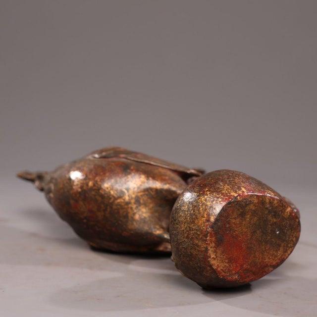 Late 20th Century Gilt Bronze Figure of a Rooster on a Lucky Bag Base For Sale In Los Angeles - Image 6 of 9