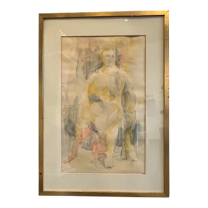 1960s Art Painting Seated Woman by Molly Schiff