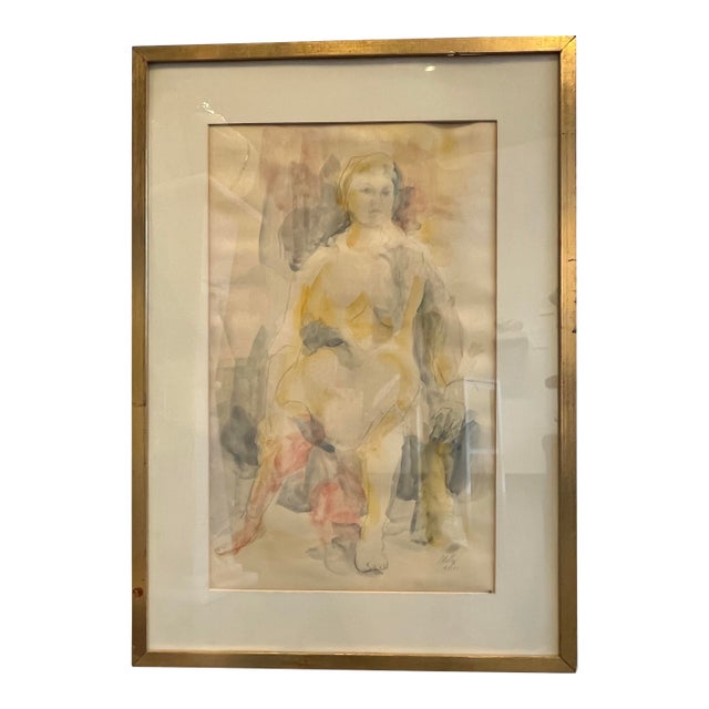 1960s Original Art Painting, “Seated Woman” by Molly Schiff For Sale