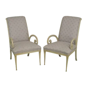 Grosfeld House 1940's Hollywood Regency Carved Armchairs - a Pair