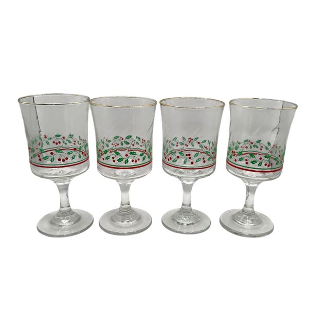 Mid-Century Modern Set of 4 Vintage Arby's Christmas Collection Wine Goblets - A Set of 4 For Sale - Image 3 of 11