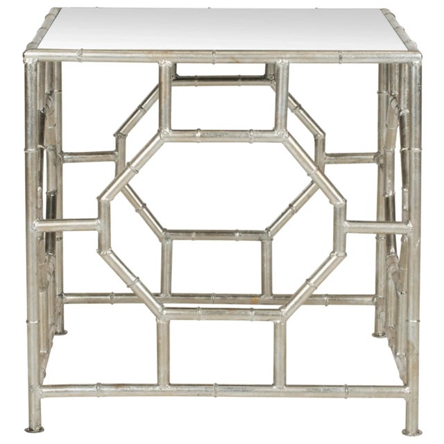 2020s Top Accent Table in Silver & Mirror For Sale - Image 5 of 5