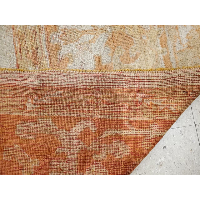 Antique Turkish Oushak Carpet, Handmade Oriental Rug, Beige, Taupe, Shrimp Coral For Sale - Image 15 of 16