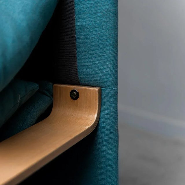 2-Seater Sofa in Blue Fabric, 1970s For Sale - Image 3 of 13