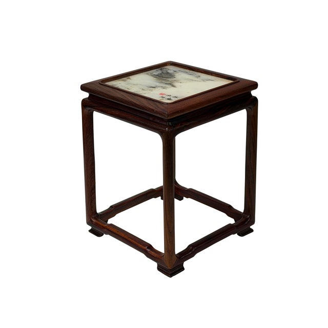 Square Dream Stone Inlaid Rosewood Slender Legs Display Stand For Sale In San Francisco - Image 6 of 7