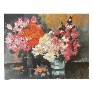R. Bouvier, Les Fleurs, 1970s, Oil Painting on Canvas For Sale