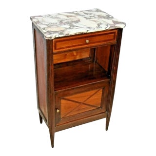 1930s Vintage Art Deco Bar Cabinet With Italian Marble Top and Ice Box For Sale
