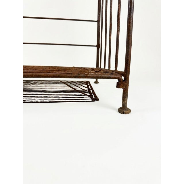 Greige Vintage Rustic Wrought Iron 4 Shelf Bakers Rack For Sale - Image 8 of 8