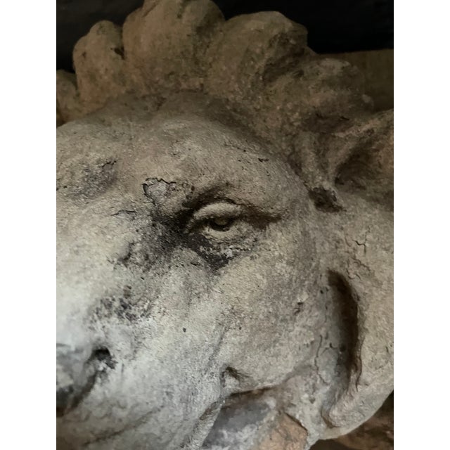 White Antique Terra Cotta Brick - Roaring Lion Head For Sale - Image 8 of 10
