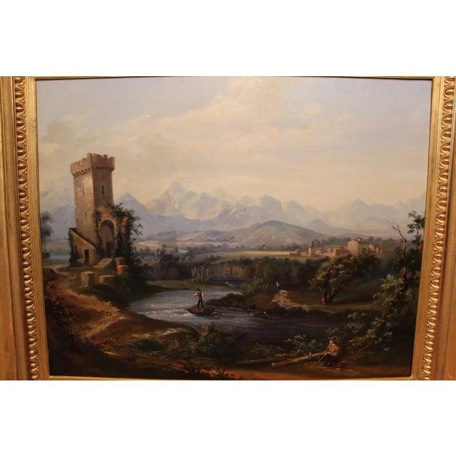 Romantic Landscape, 1800s, Oil on Canvas, Framed For Sale - Image 9 of 13