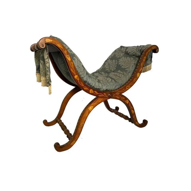 An incredible dutch marquetry on walnut with inlaid floral design flowing down the legs. Foliage and marquetry inlay, with...