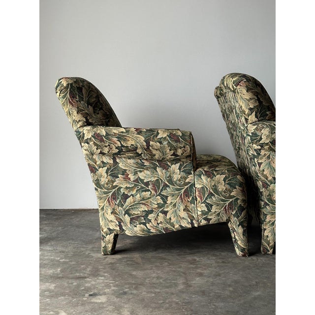 Sage Acanthus Tapestry Club Chairs, John Hutton for Donghia Luciano, 1990s, Pair For Sale - Image 13 of 18