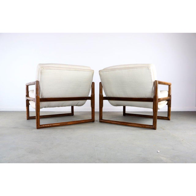 Cream 1970s Vintage Milo Baughman for Thayer Coggin Scoop Lounge Chairs- A Pair For Sale - Image 8 of 9